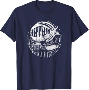 Retro Vintage Zeppelin : Kids, Parents, Vintage Enthusiasts - - Short Sleeve - Black - Small T-Shirt - T-Shirt | Navy