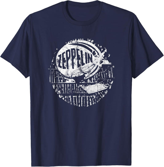 Retro Vintage Zeppelin : Kids, Parents, Vintage Enthusiasts - - Short Sleeve - Black - Small T-Shirt - T-Shirt | Navy