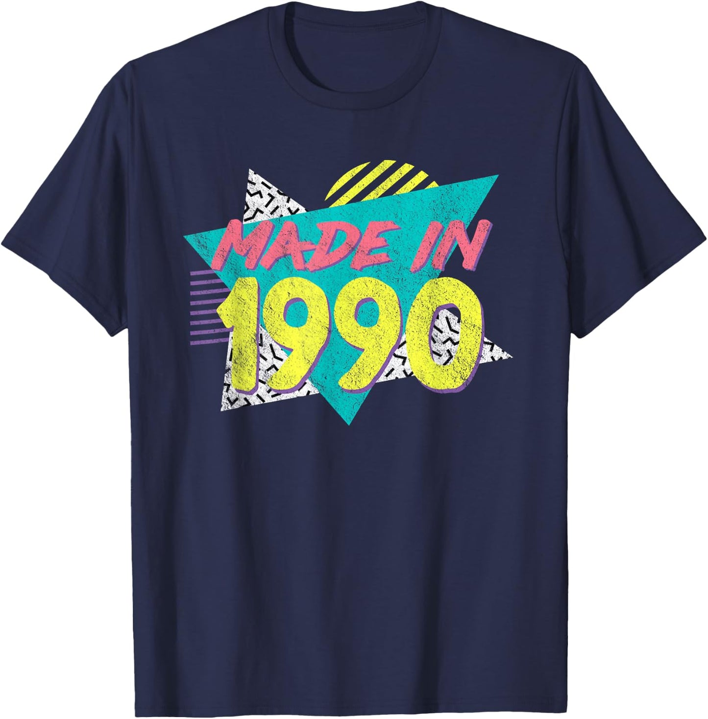 Made in 1990 Retro Vintage 35th Birthday T-Shirt - T-Shirt | Navy