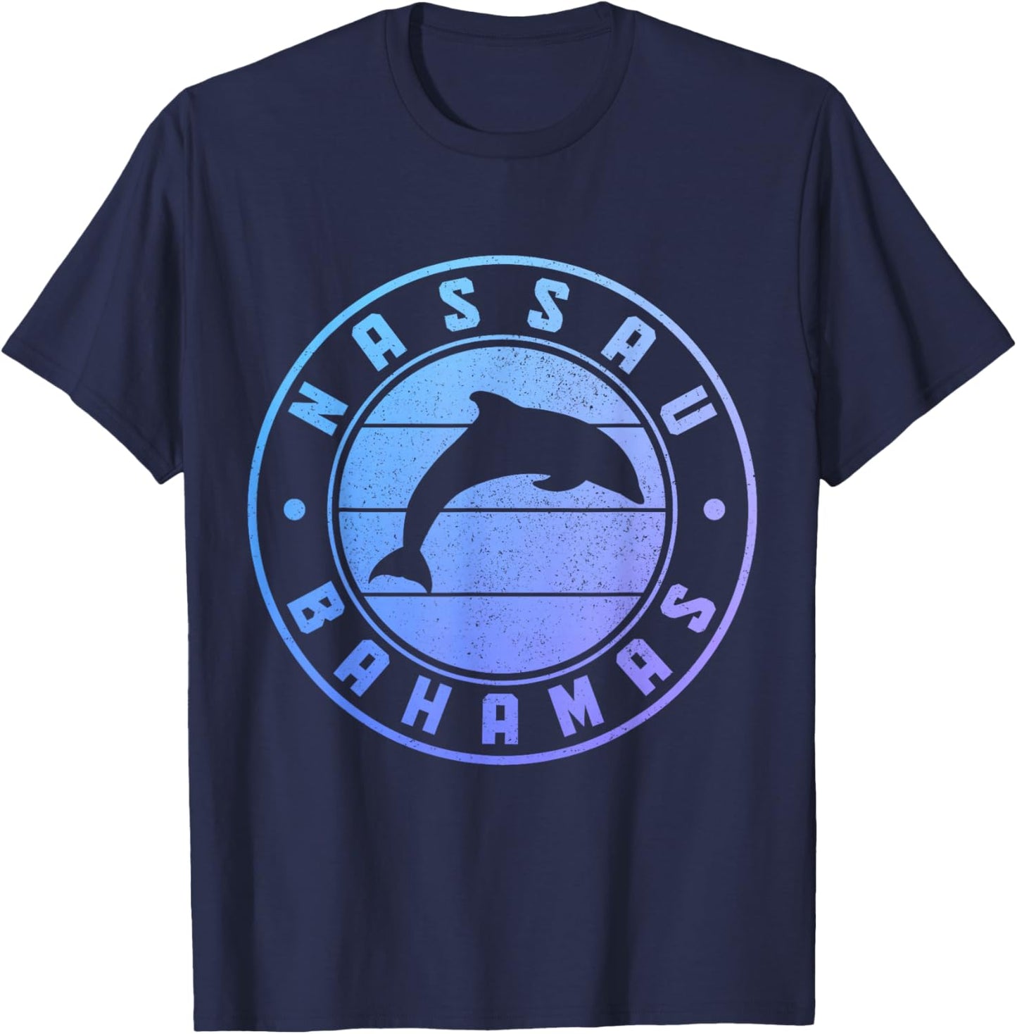 Nassau Bahamas Dolphin Souvenir Vintage T-Shirt - T-Shirt | Navy