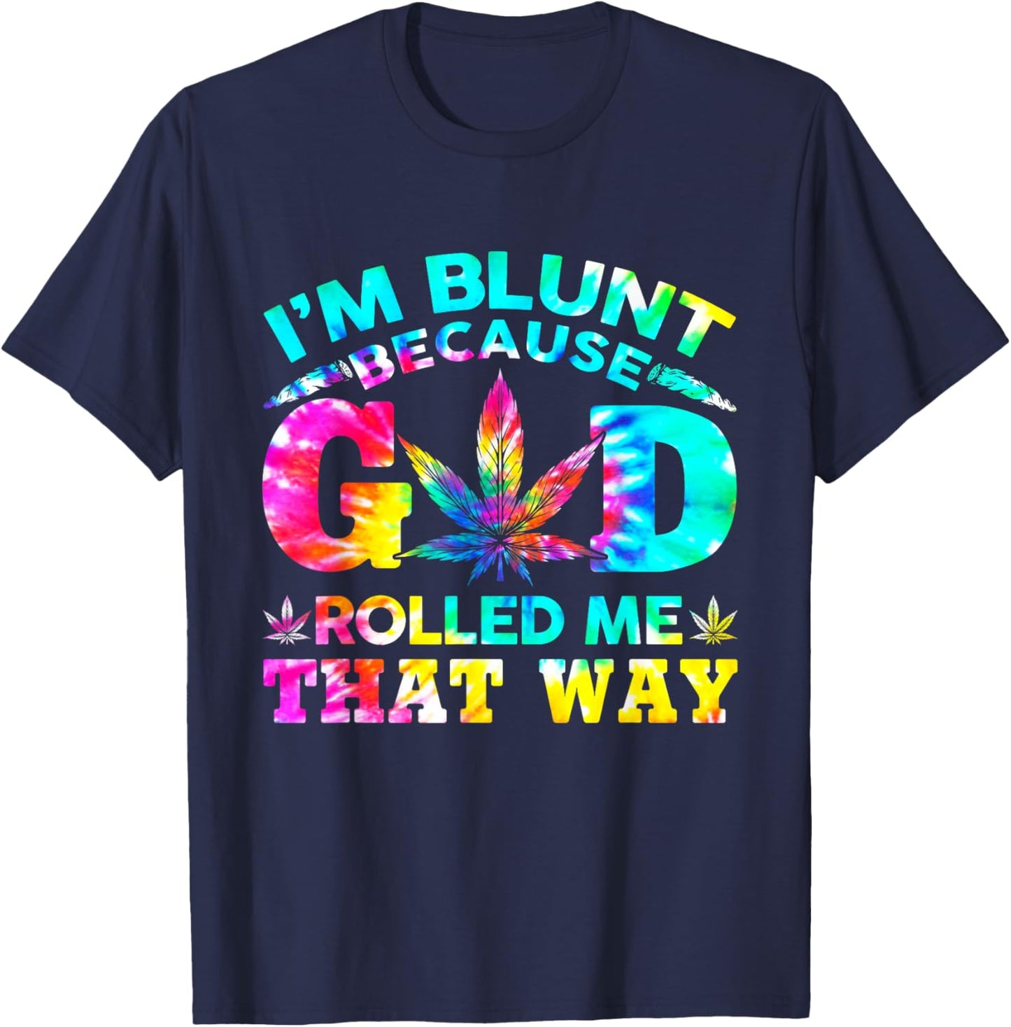 Weed Cannabis Marijuana Leaf Tie Dye Graphic 420 Stoner T-Shirt - T-Shirt | Navy