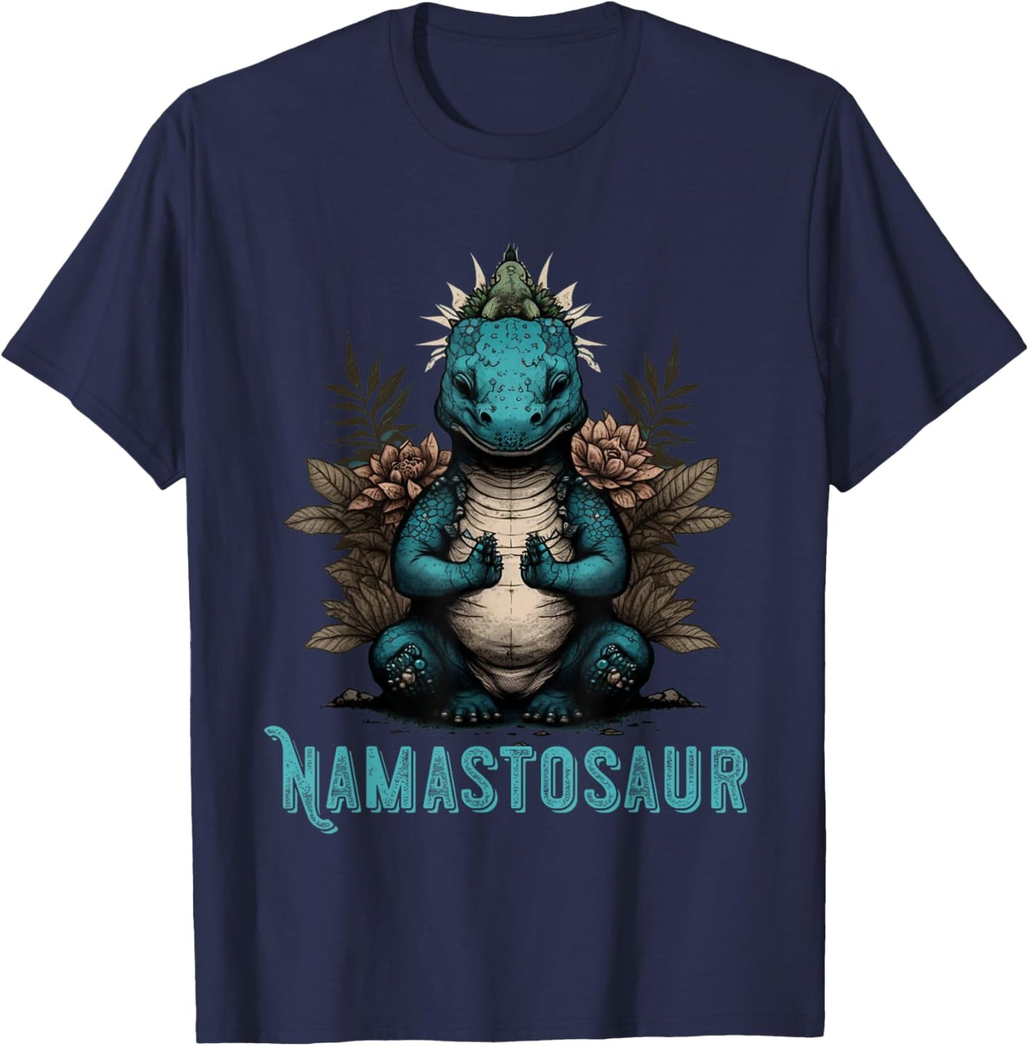 Meditation Dino T-Rex Buddhism Namaste Guatama Buddha T-Shirt - T-Shirt | Navy