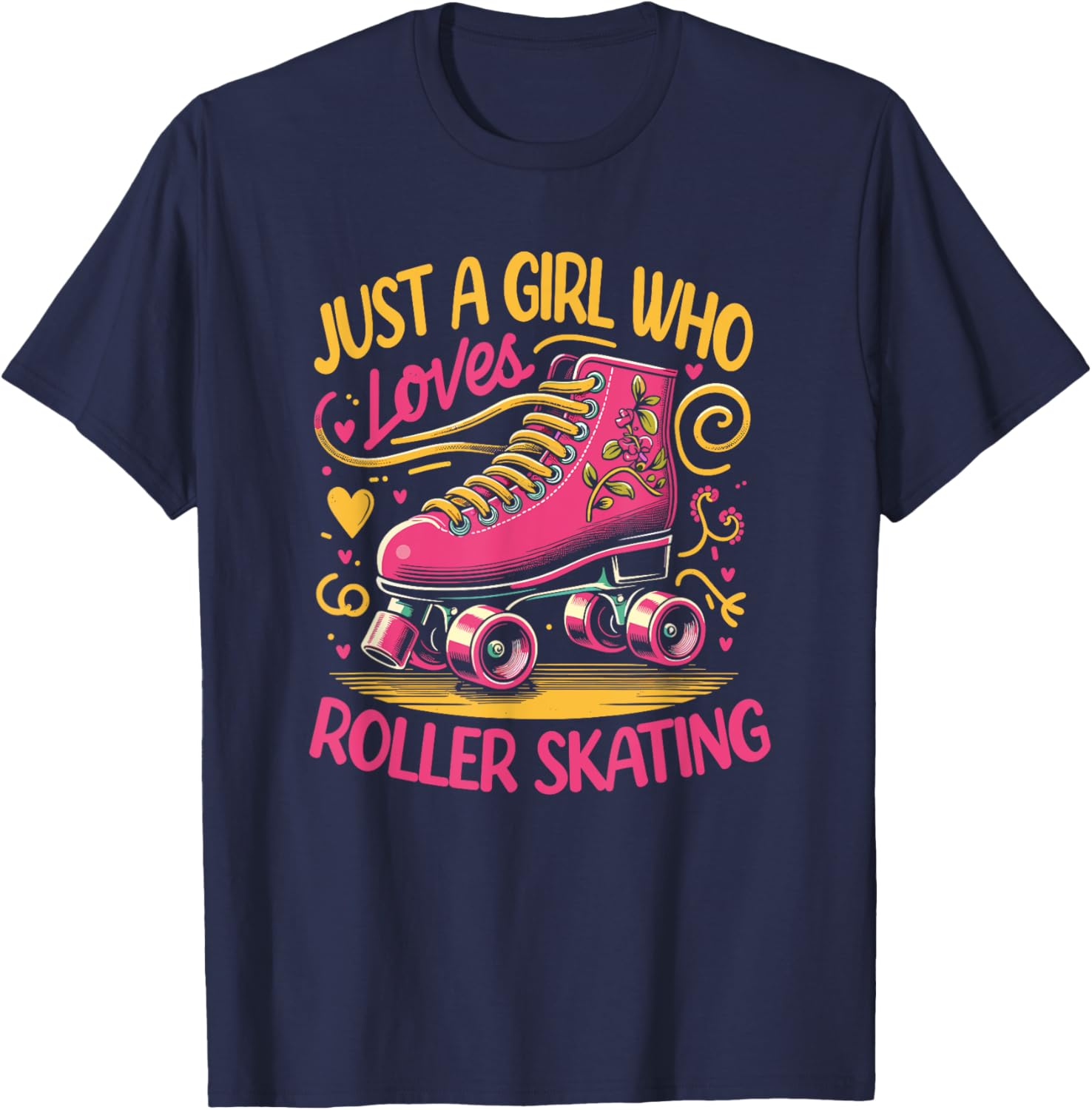 Just A Girl Who Loves Roller Skating T-Shirt - T-Shirt | Navy