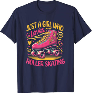 Just A Girl Who Loves Roller Skating T-Shirt - T-Shirt | Navy
