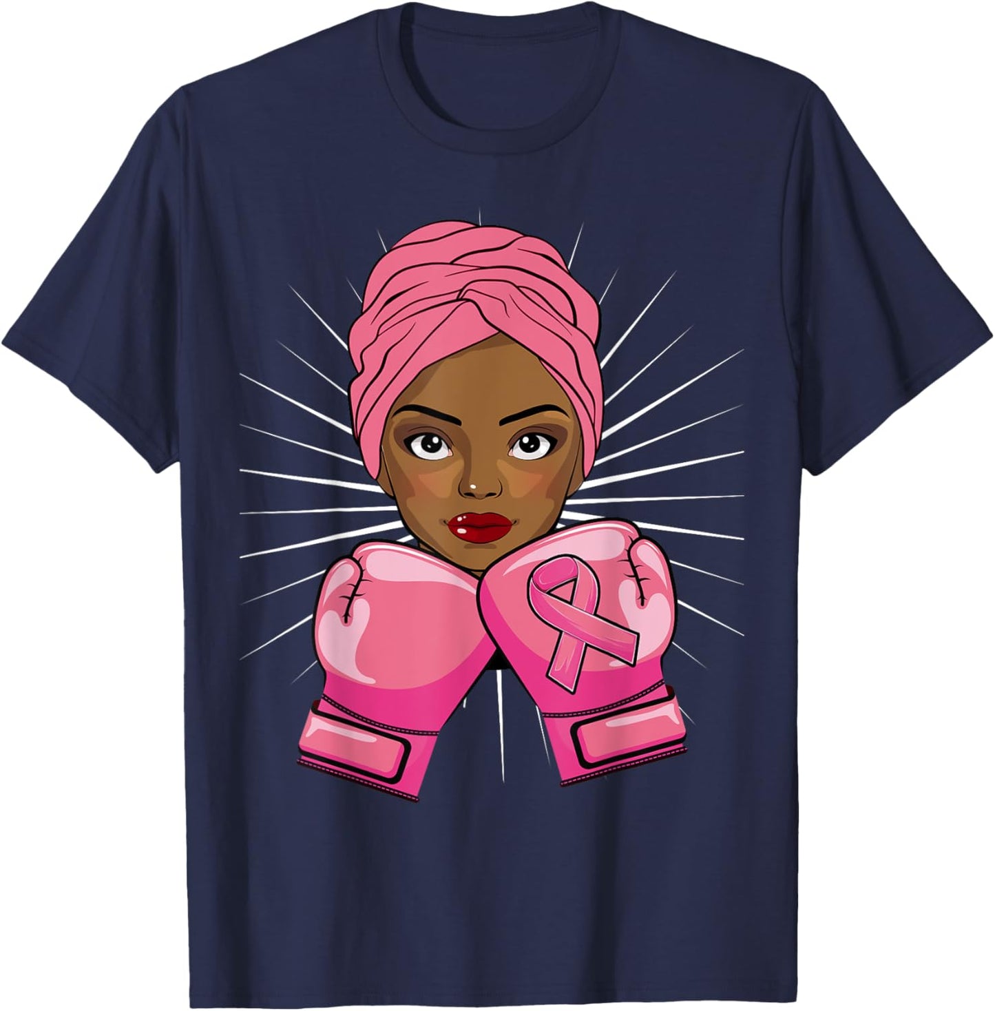 Black African American Woman Fight Breast Cancer T-Shirt - T-Shirt | Navy