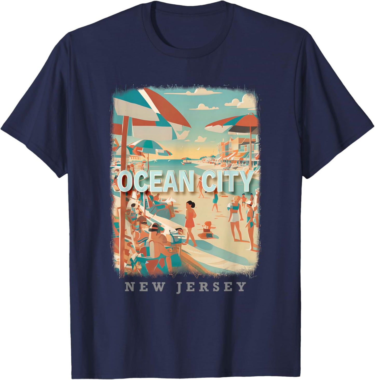 Ocean City New Jersey NJ Boardwalk Bliss SD105 T-Shirt - T-Shirt | Navy
