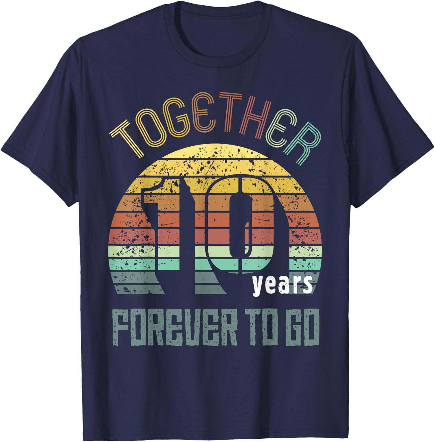 10th Years Wedding Anniversary Gifts For Couples Matching T-Shirt - T-Shirt | Navy