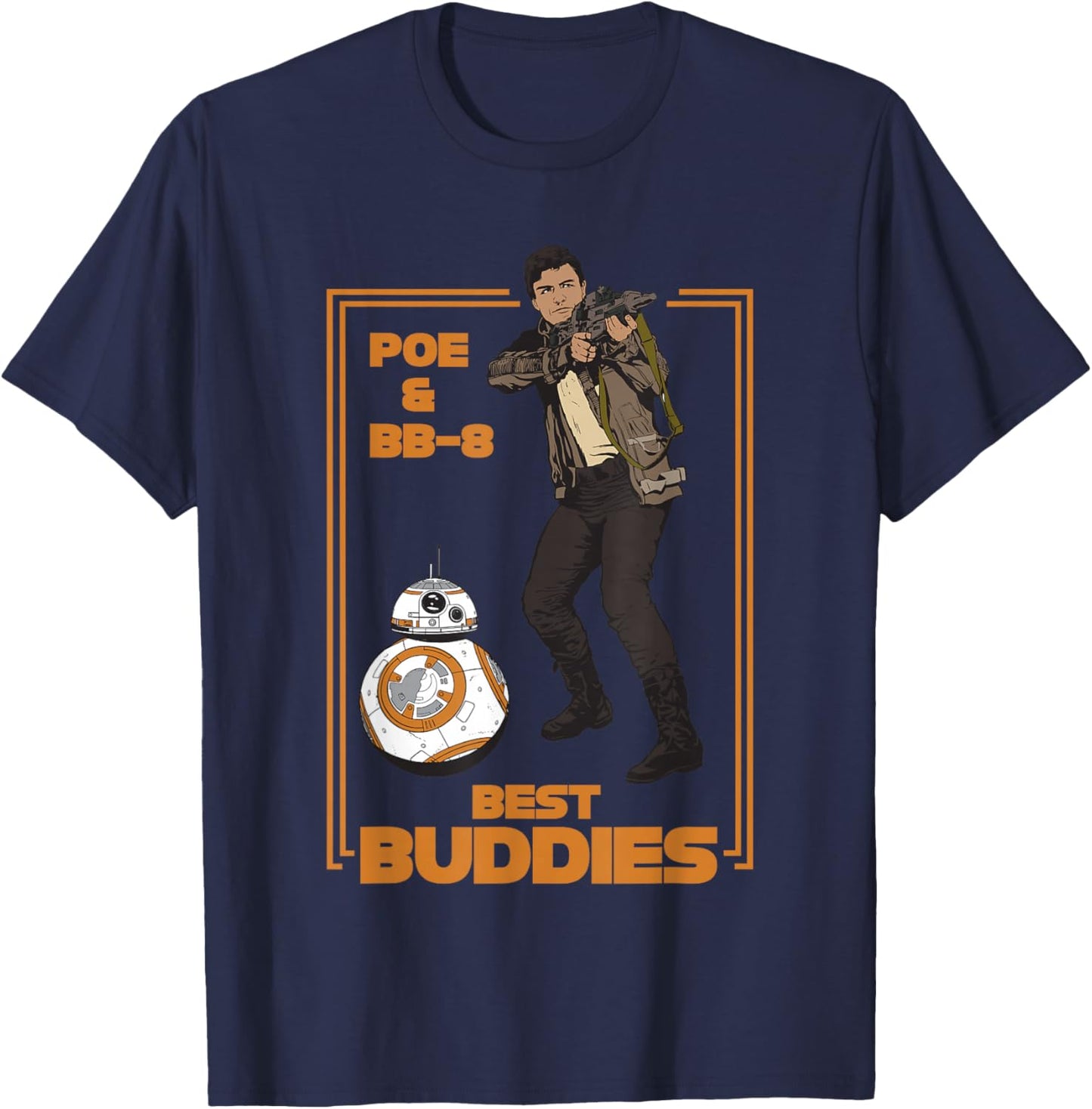 Star Wars: The Force Awakens Poe & BB-8 Best Buddies Poster T-Shirt - T-Shirt | Navy