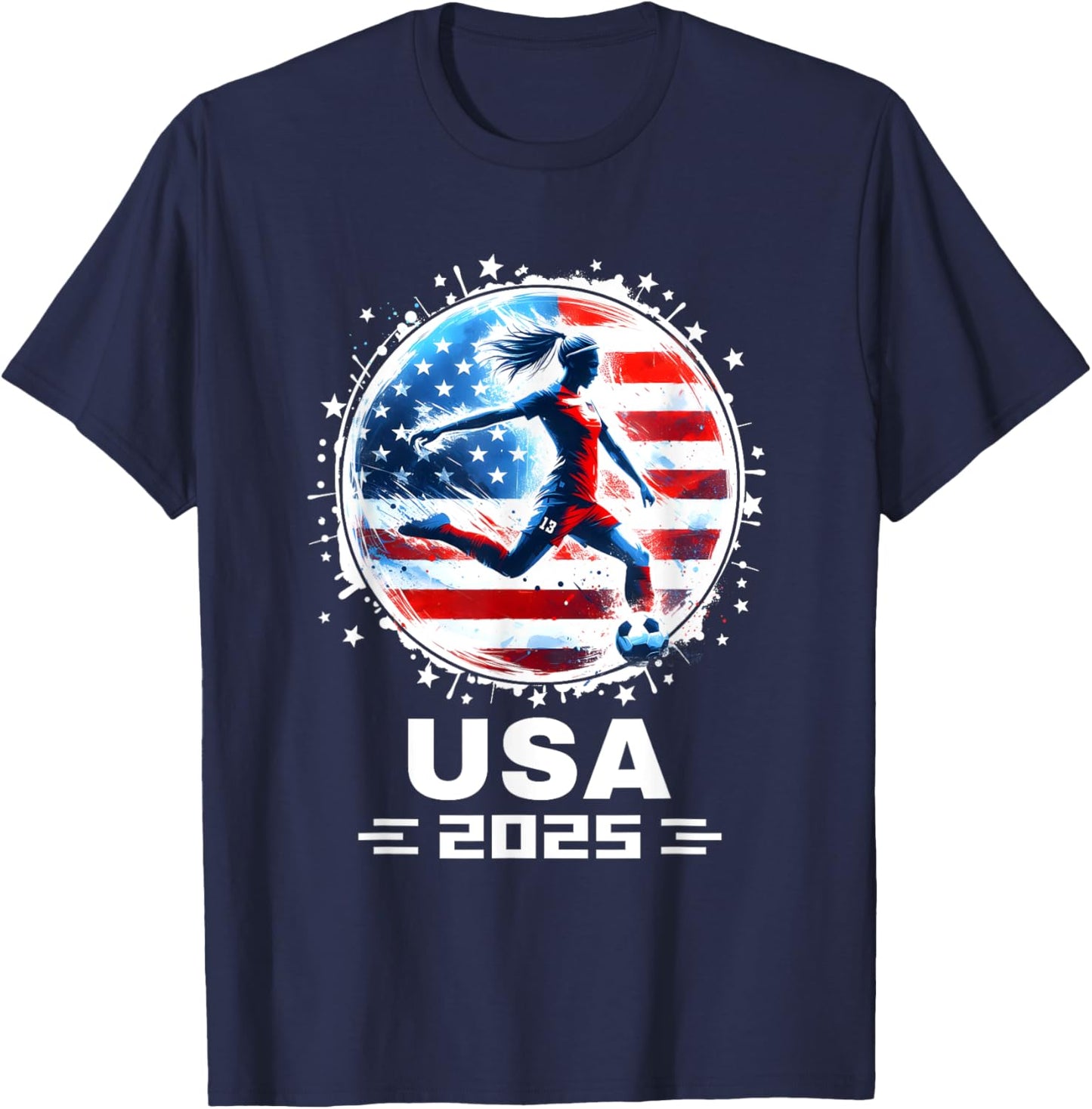Soccer Team American Flag Soccer Apparel Soccer 2025 T-Shirt - T-Shirt | Navy