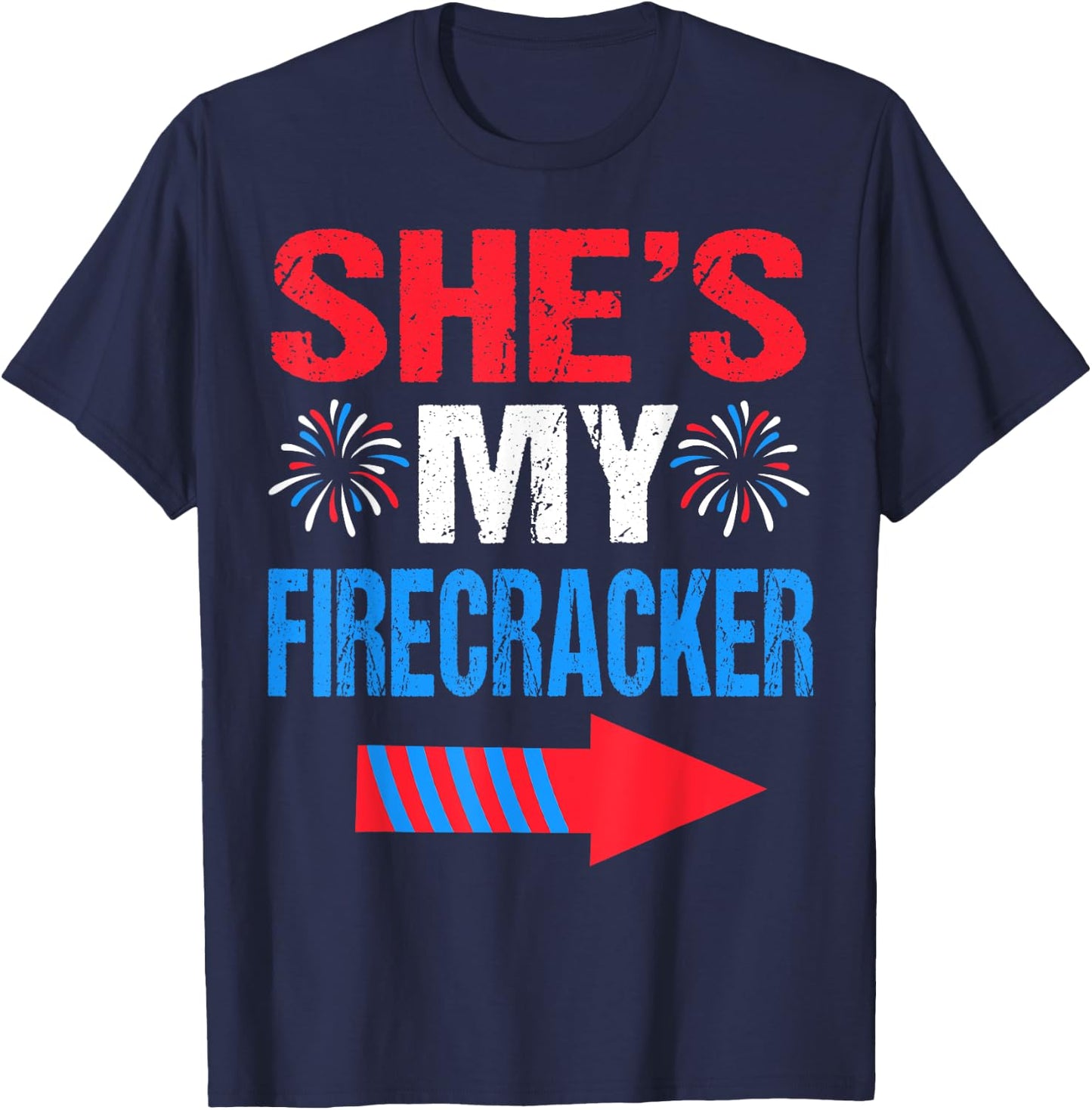 She's my Firecracker Matching 4th Of July Shirts For Couples T-Shirt - T-Shirt | Navy