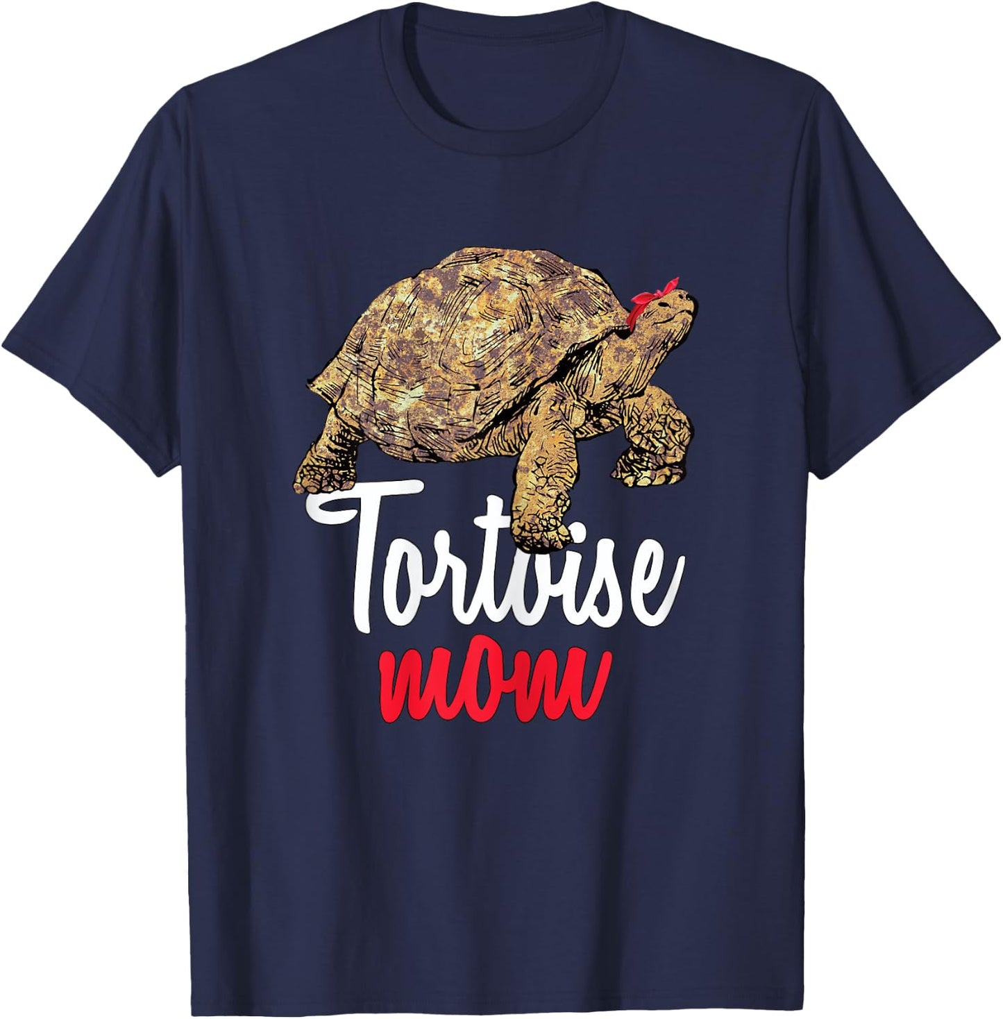 African Spurred Mom Sulcata Tortoise T-Shirt - T-Shirt | Navy