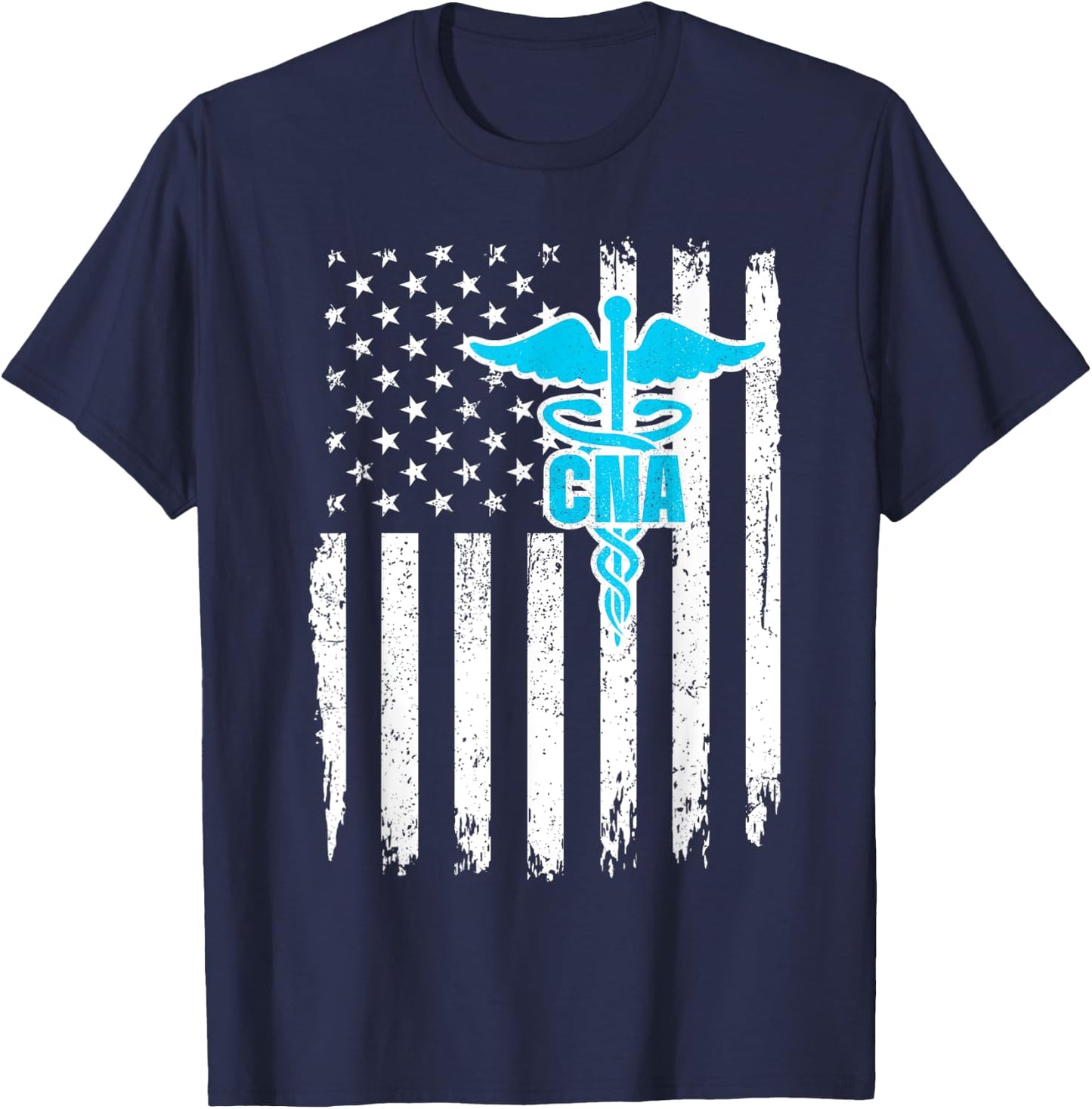CNA USA Flag Certified Nursing Assistant Men T-Shirt - T-Shirt | Navy