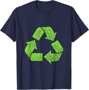 Recycling Symbol Recycle Reuse Renew Rethink Substainability T-Shirt - T-Shirt | Navy