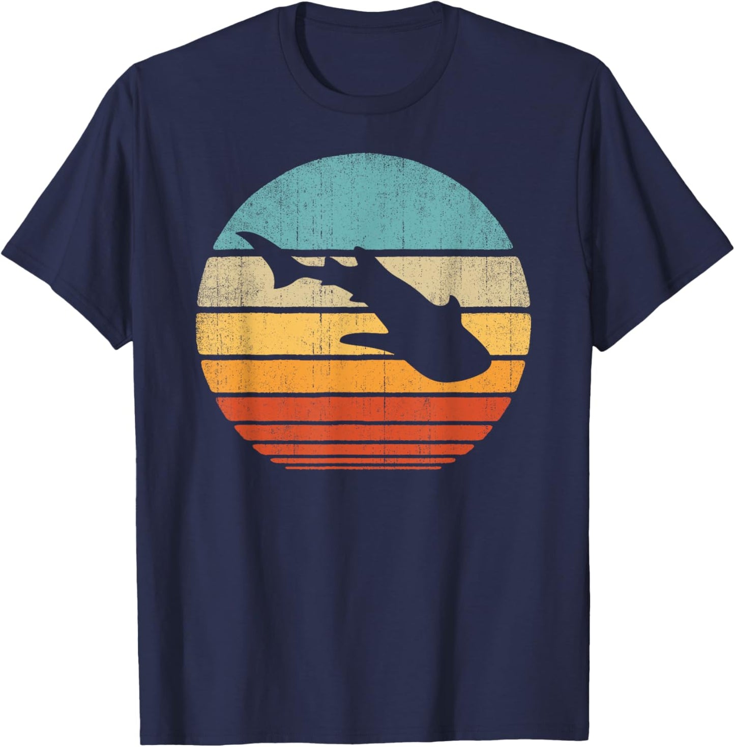 Whale Shark Retro Vintage 60s 70s Sunset Sea Animal Lovers T-Shirt - T-Shirt | Navy