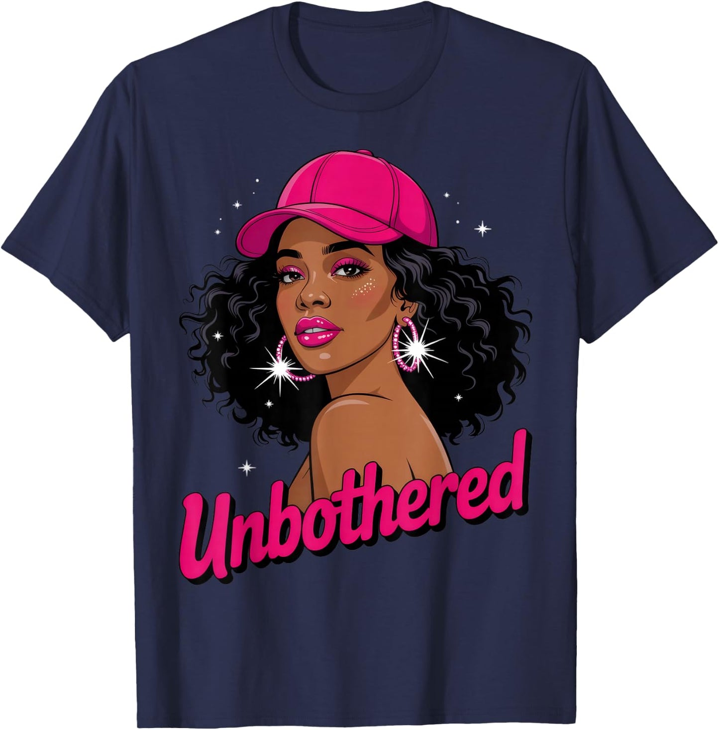 Unbothered Black Woman African American Afro Queen T-Shirt - T-Shirt | Navy