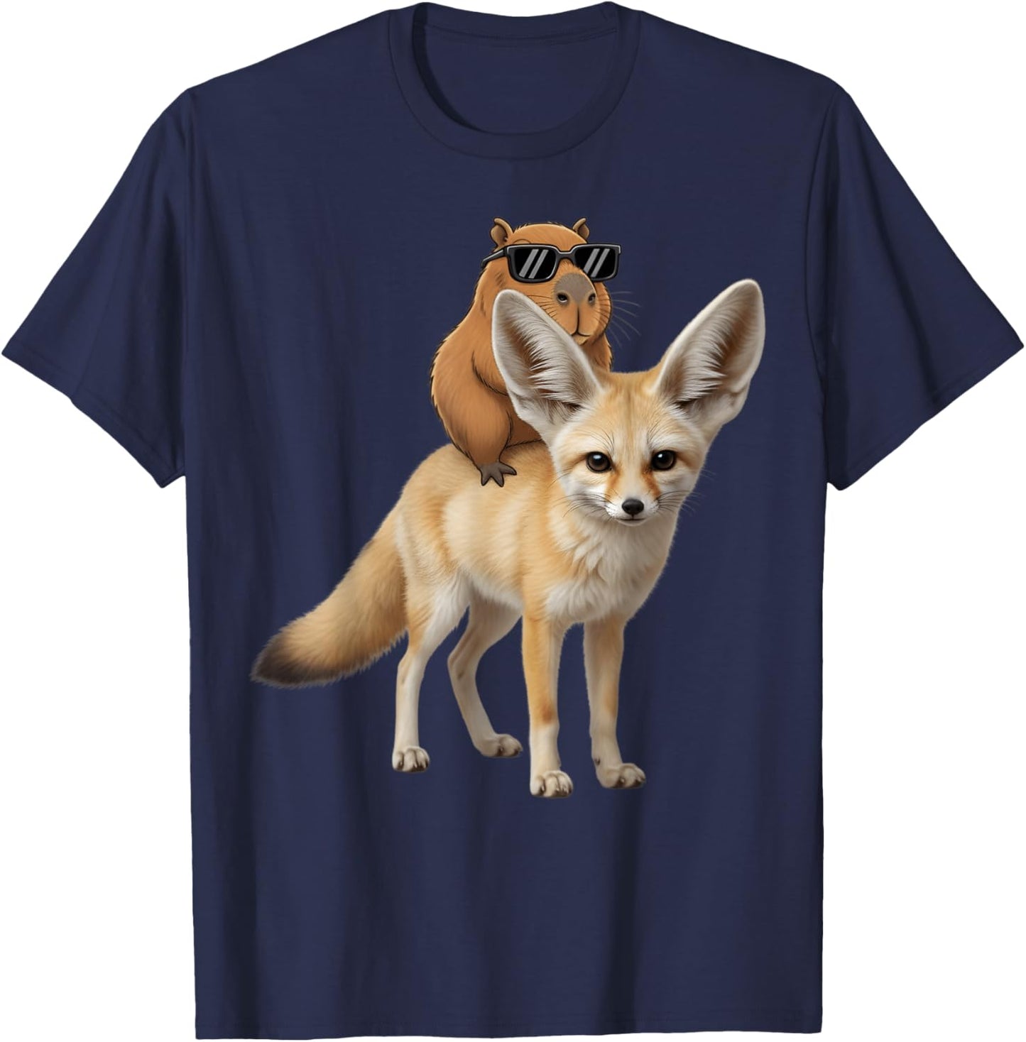 Capybara Fox Lover Funny Graphic Boys Girls Kids T-Shirt - T-Shirt | Navy
