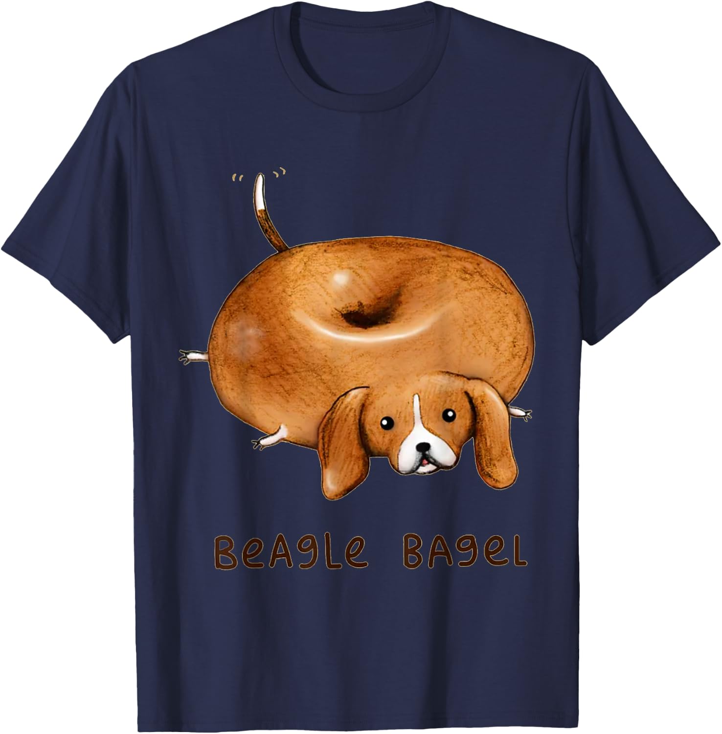 Beagle Bagel - Funny Cute Dog Women Kids T-Shirt - T-Shirt | Navy