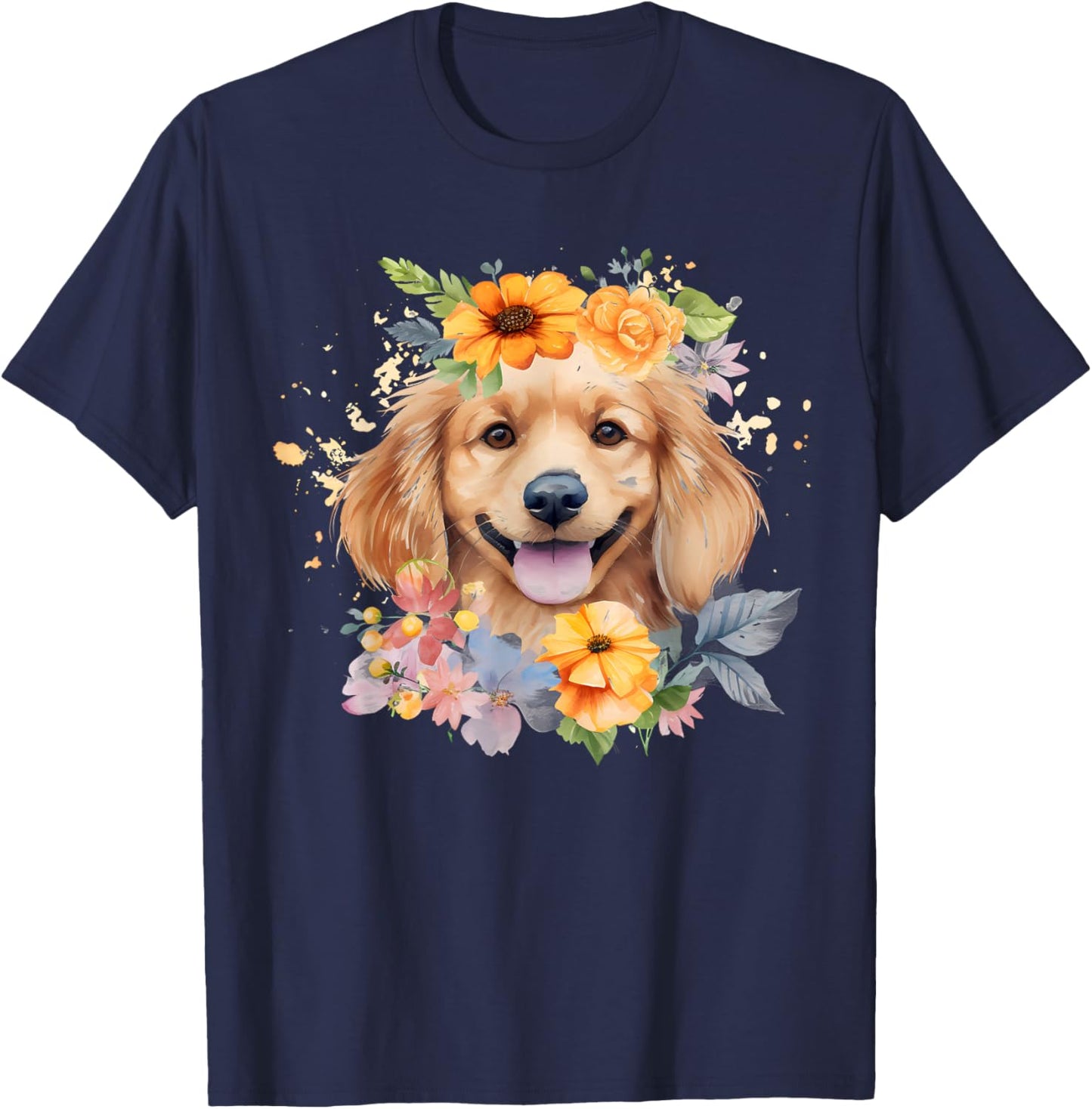 Watercolor English Cocker Spaniel Puppy T-Shirt - T-Shirt | Navy
