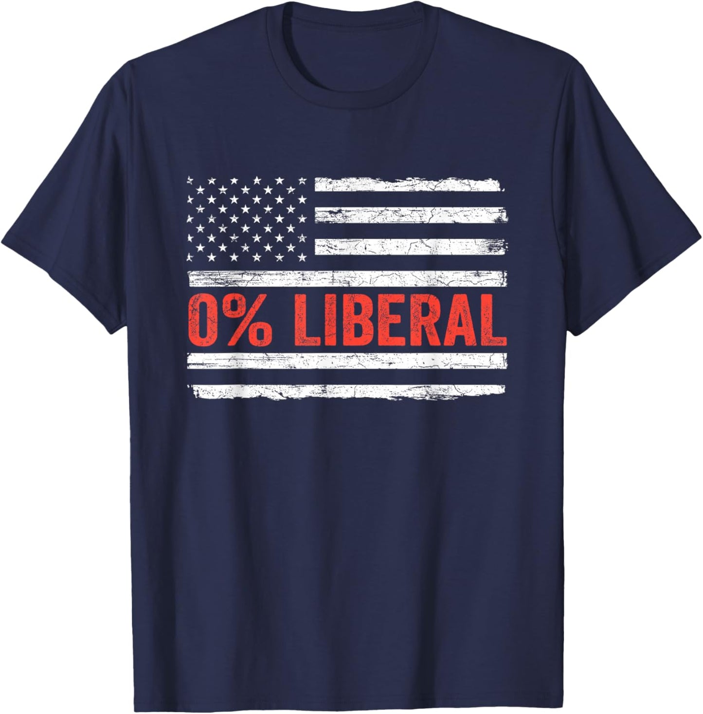 Zero Percent 0% Liberal Vintage USA Flag Pro Conservative T-Shirt - T-Shirt | Navy