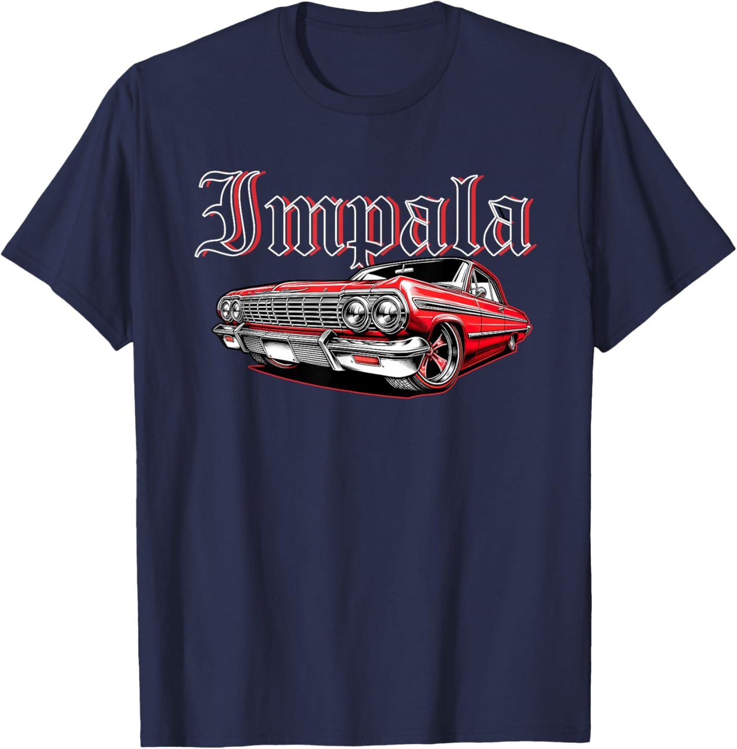 Old School Impala Muscle Car Hot Rod Vintage Classic Car T-Shirt - T-Shirt | Navy