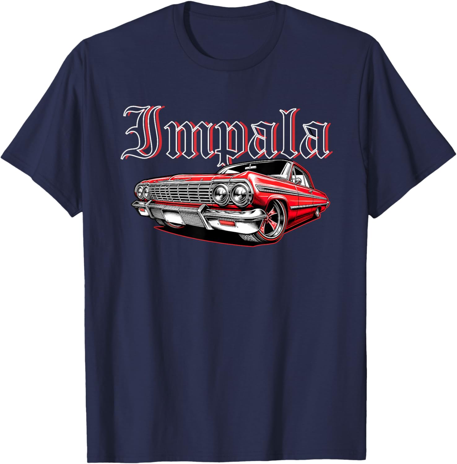 Old School Impala Muscle Car Hot Rod Vintage Classic Car T-Shirt - T-Shirt | Navy