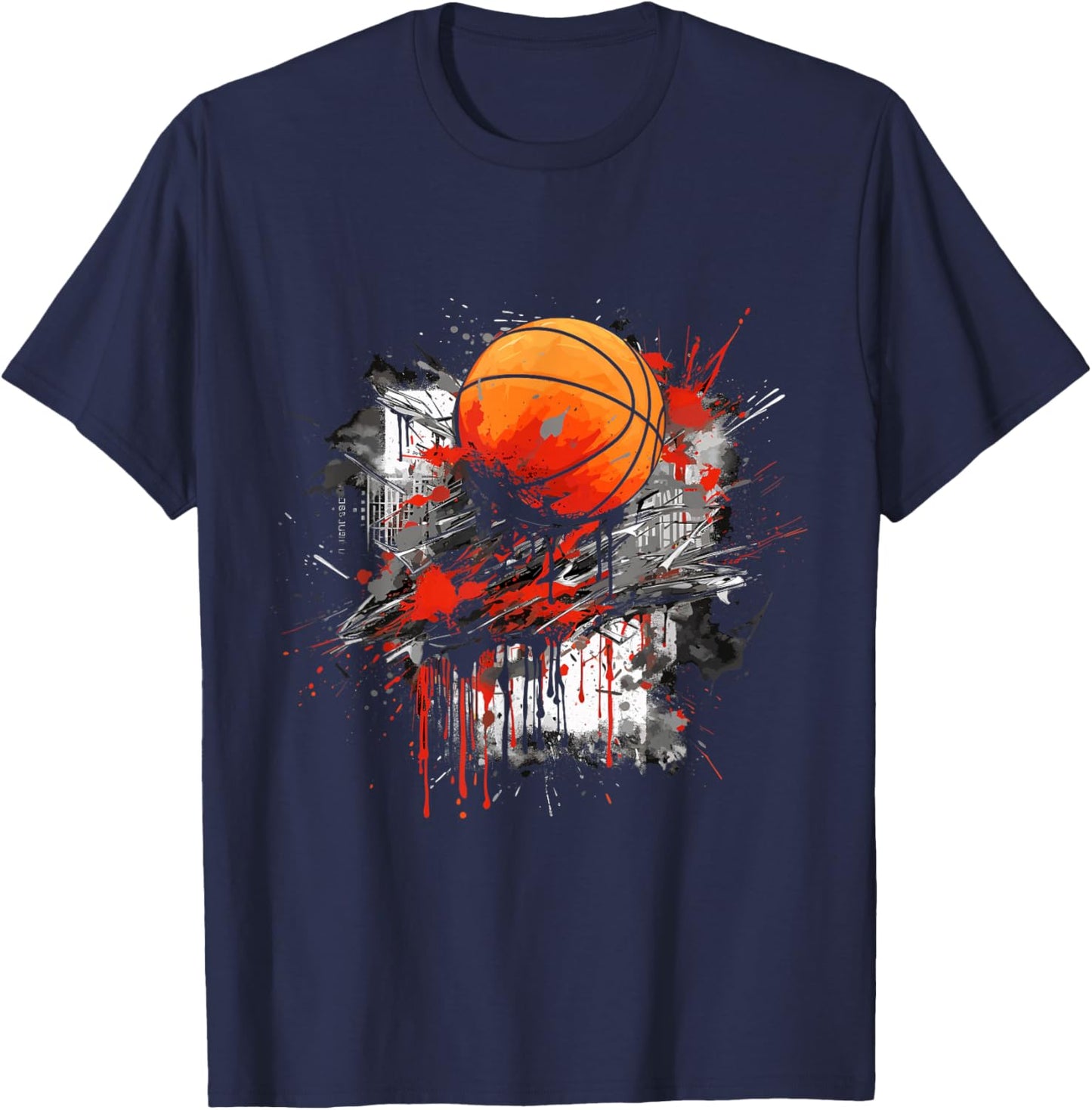 Graffiti Basketball Graphic Street Art Wall Art Jersey Cool T-Shirt - T-Shirt | Navy