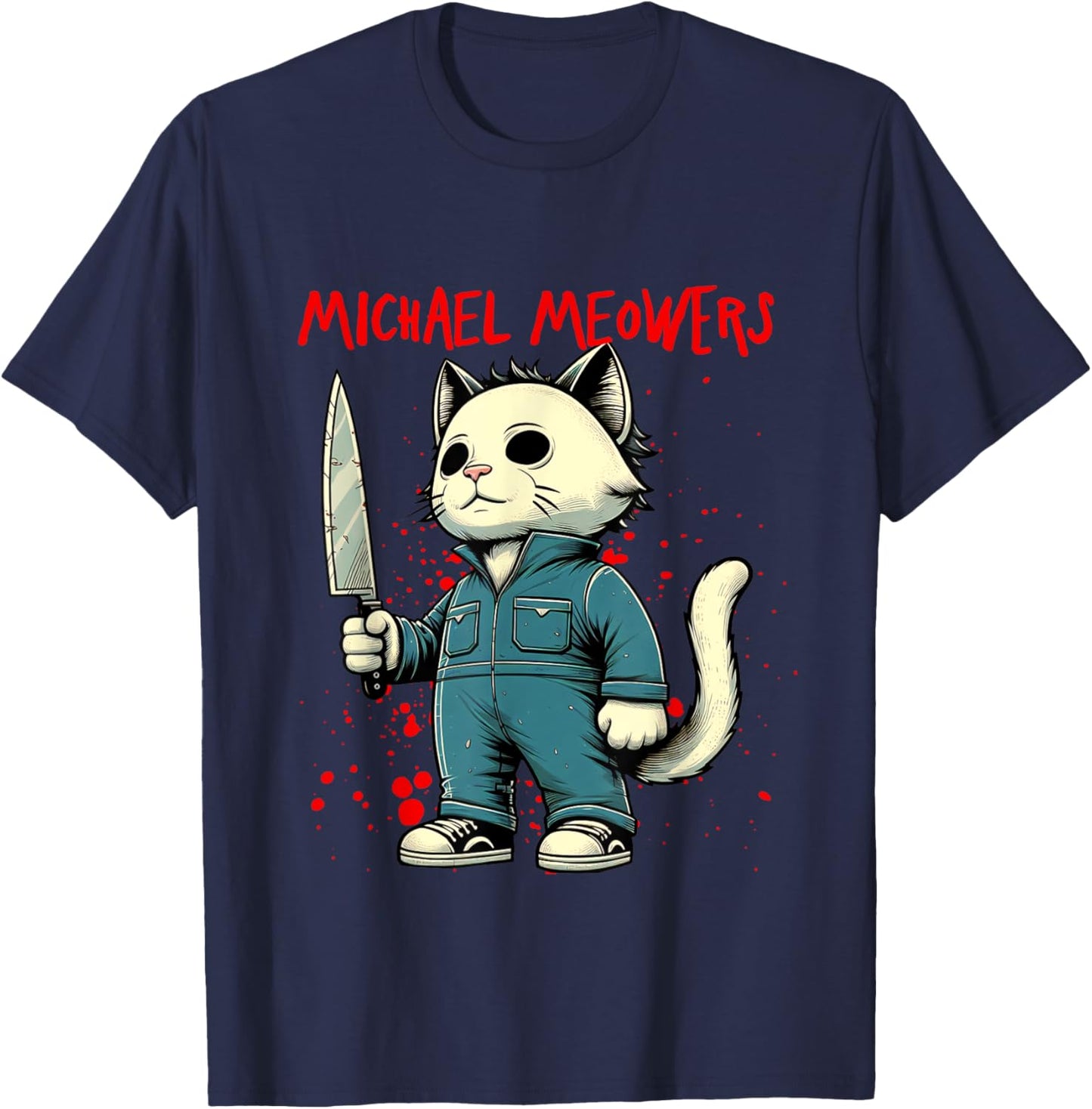 Funny Cat Horror Movies Cute Halloween for Cat Kitty Lovers T-Shirt - T-Shirt | Navy