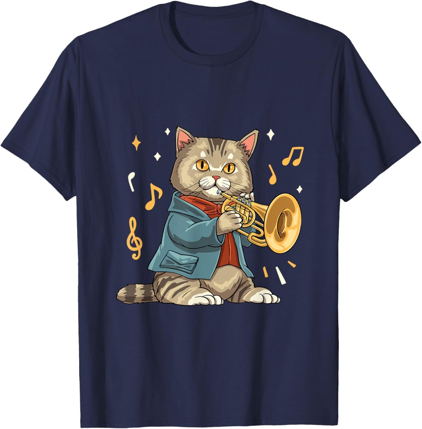 Mellophonist Musical Instrument Mellophone Player Cat T-Shirt - T-Shirt | Navy