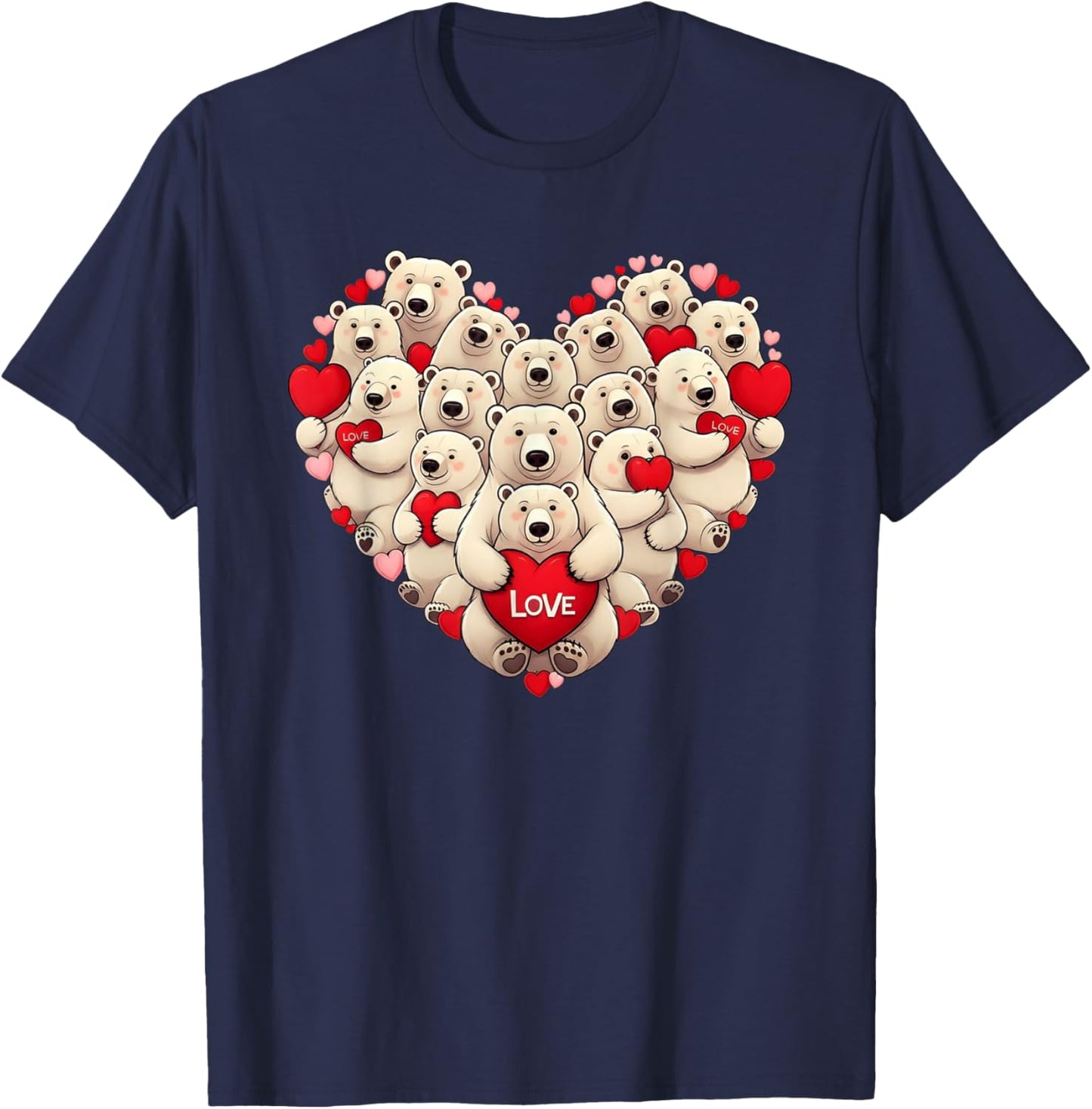 Funny Polar Bear Heart Valentine Polar Bear Kids T-Shirt - T-Shirt | Navy