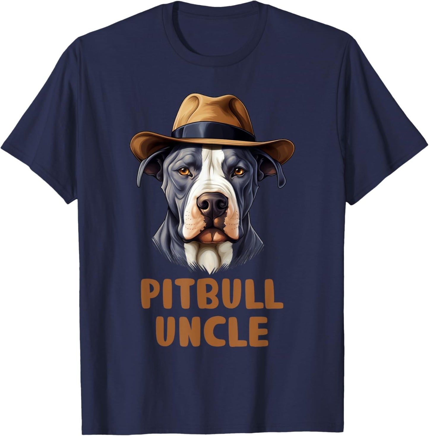 Cute Pitbull Uncle Puppy Lovers Dog Owners Gift Funny Pittie Owner - Men's Black Short Sleeve Classic Fit - Small T-Shirt - T-Shirt | Navy
