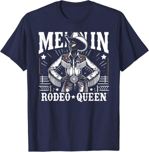 Melanin Rodeo Queen, Country African American Cowgirl T-Shirt - T-Shirt | Navy