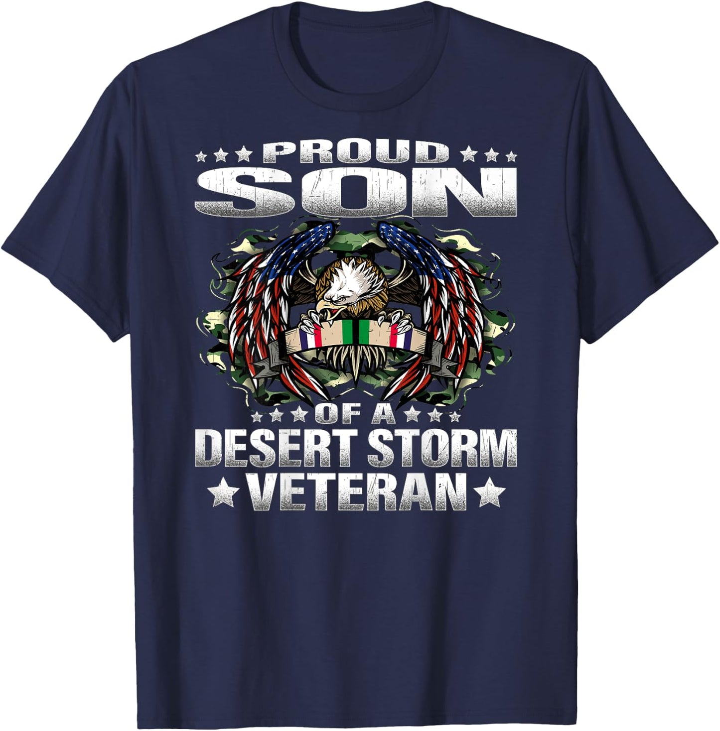 Proud Son Of A Desert Storm Veteran Military Vet's Child T-Shirt - T-Shirt | Navy