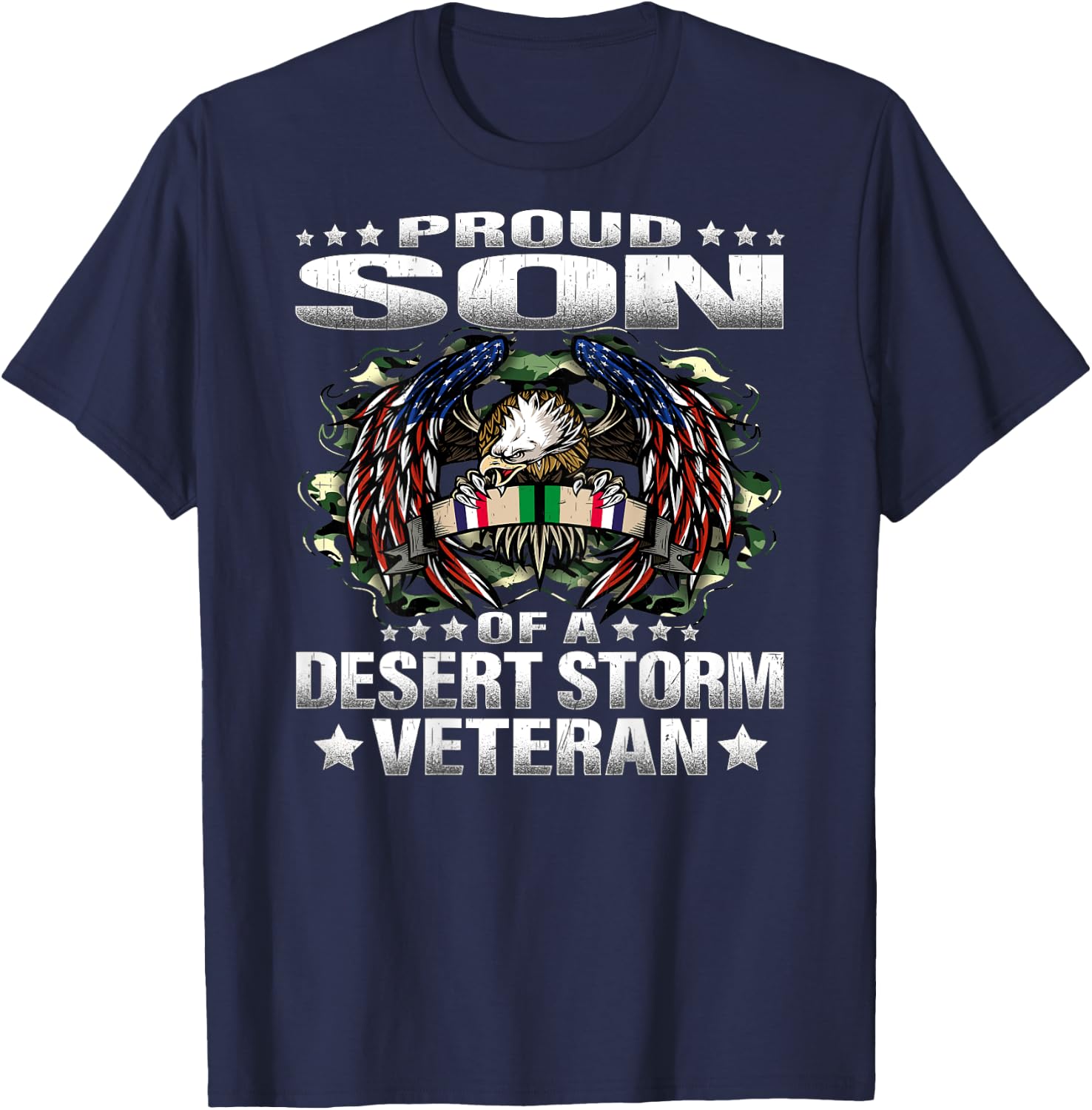 Proud Son Of A Desert Storm Veteran Military Vet's Child T-Shirt - T-Shirt | Navy
