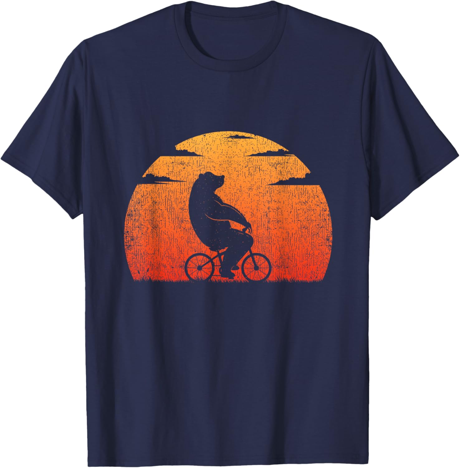 Vintage Funny Bear Cycling Mountain Bike Retro Bicycle T-Shirt - T-Shirt | Navy