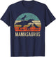 Mommy Mom Mama Dinosaur Funny 3 Three kids Mamasaurus Gift T-Shirt - T-Shirt | Navy