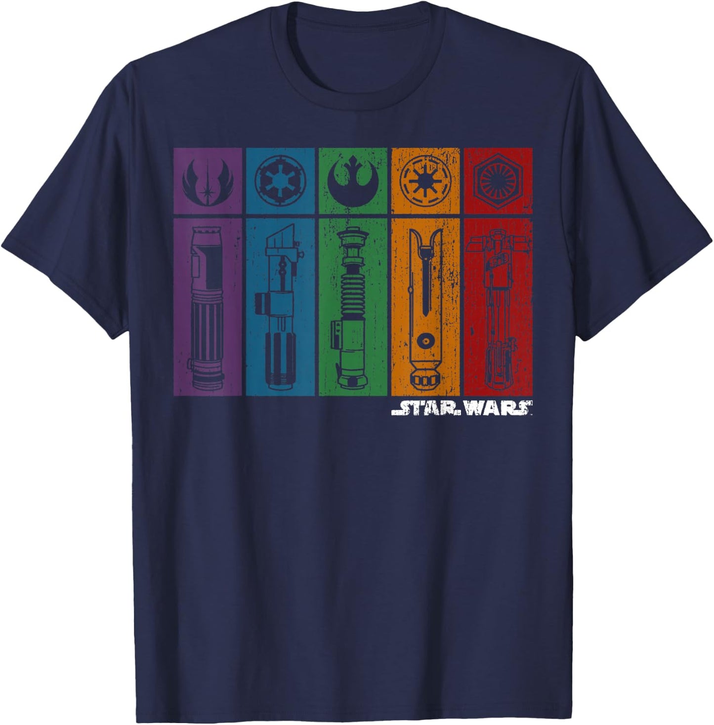 Star Wars Light Saber Rainbow Panels T-Shirt - T-Shirt | Navy