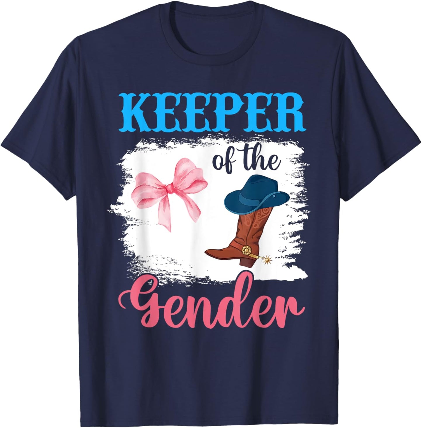 Boots or Bows Gender Reveal Decorations Keeper of the Gender T-Shirt - T-Shirt | Navy
