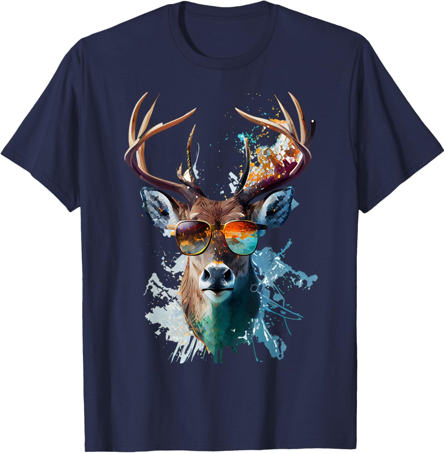 Cooler Hirsch mit Sonnenbrille T-Shirt - T-Shirt | Navy