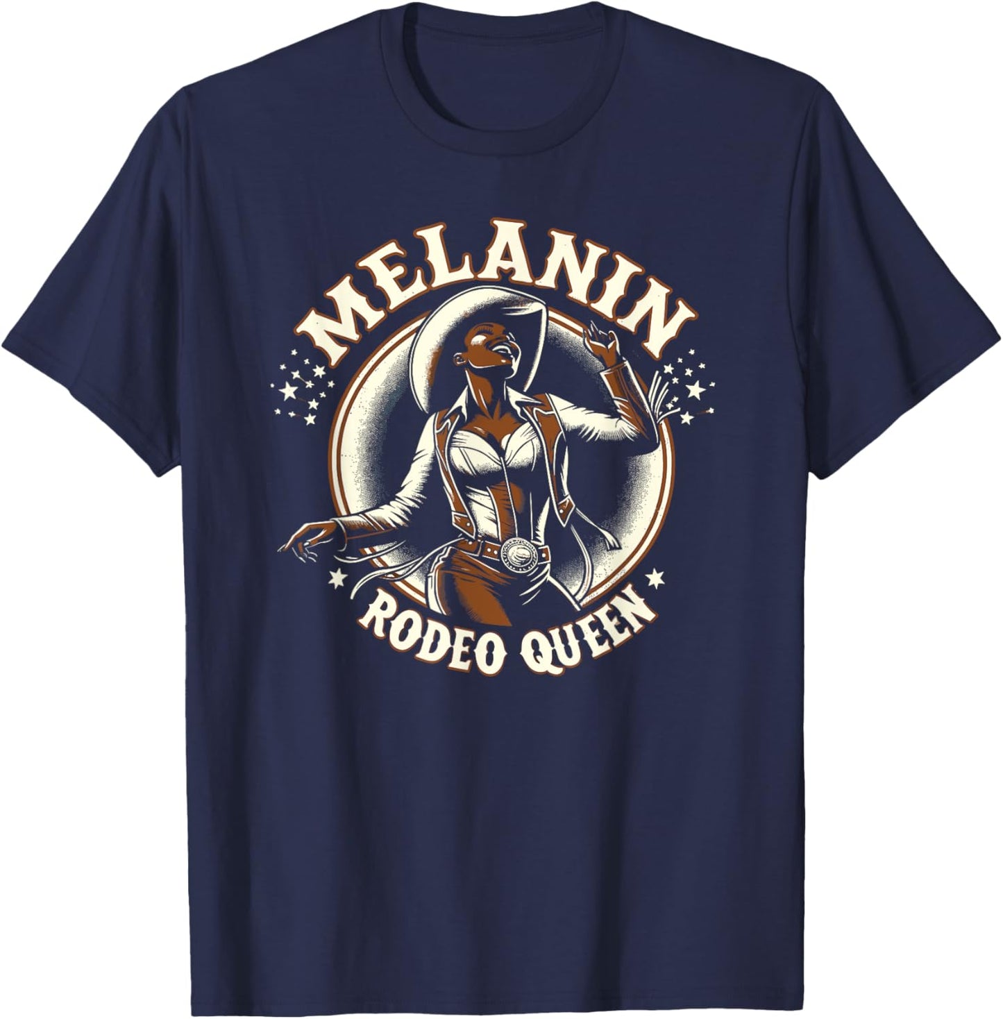 Melanin Rodeo Queen, Country African American Cowgirl T-Shirt - T-Shirt | Navy