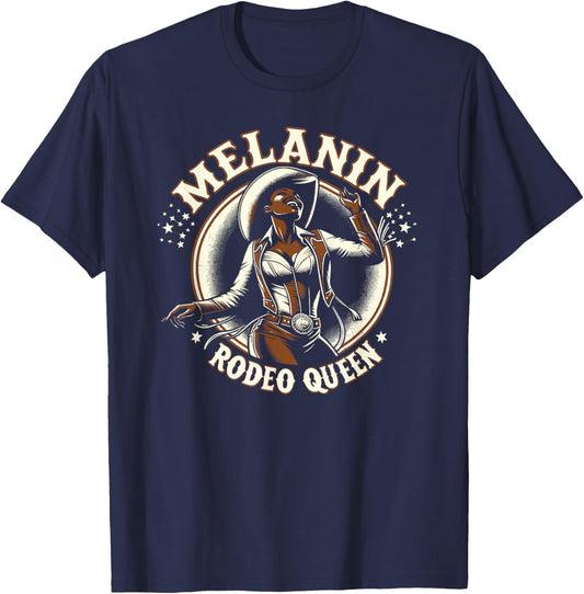 Melanin Rodeo Queen, Country African American Cowgirl T-Shirt - T-Shirt | Navy