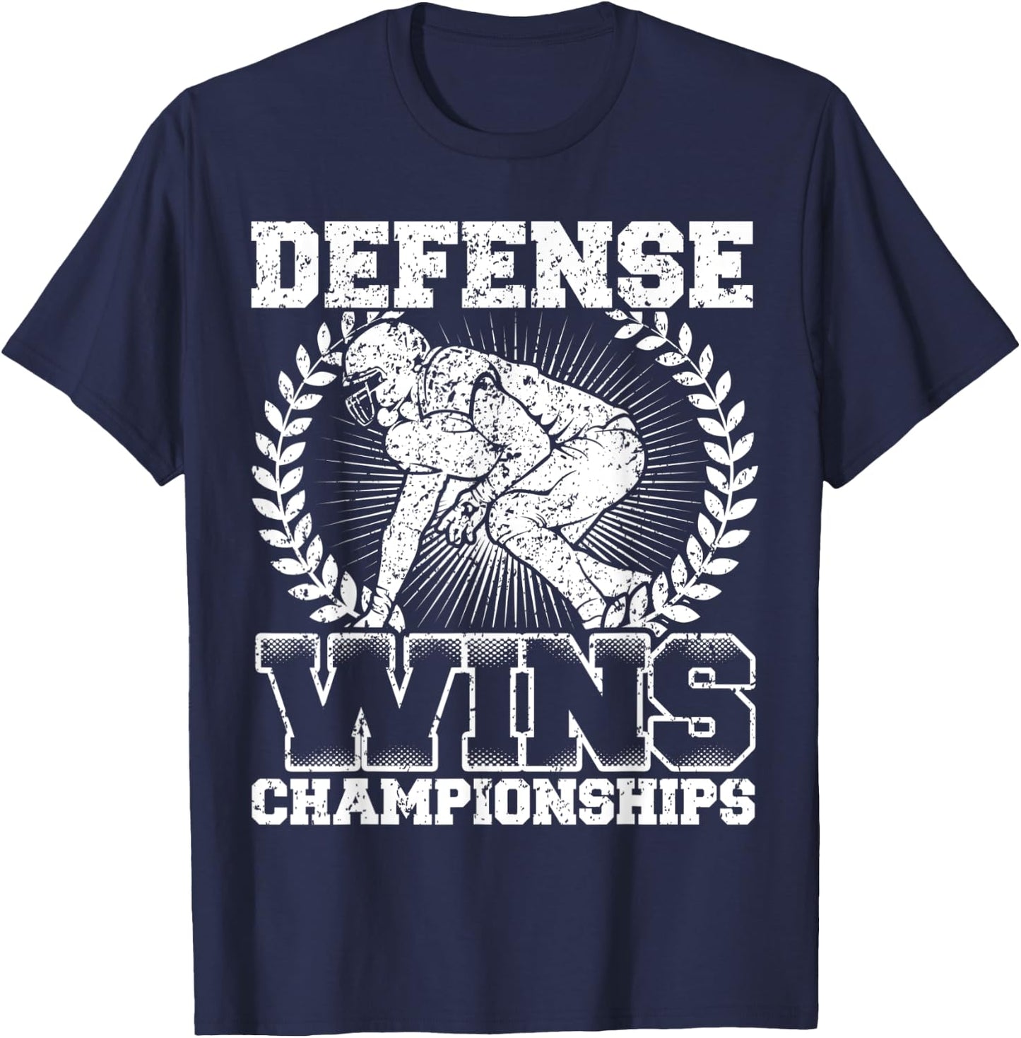 Defense wins Championships | Football Defence Lineman T-Shirt - T-Shirt | Navy