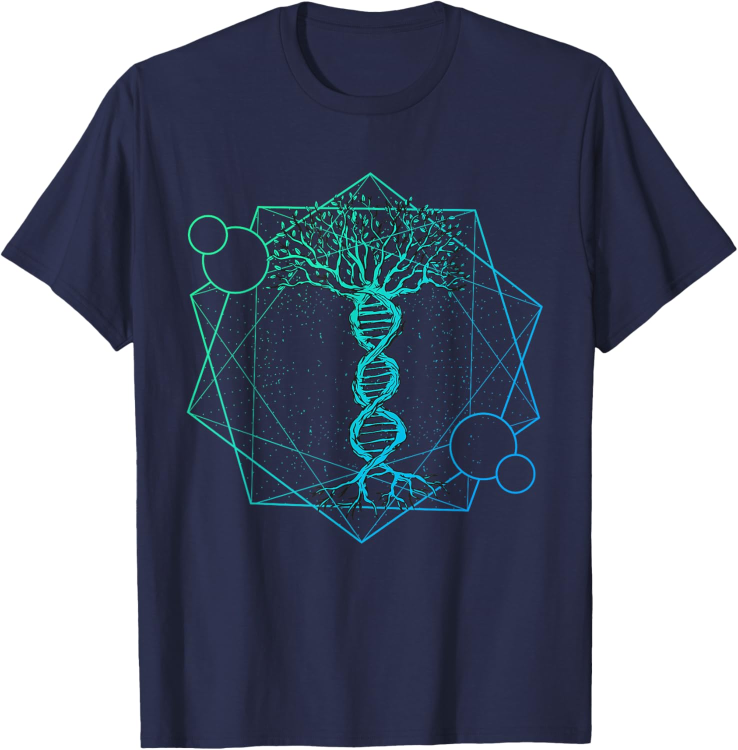 Geometric Triangle Tree Life DNA - Esoteric Geometry T-Shirt - T-Shirt | Navy