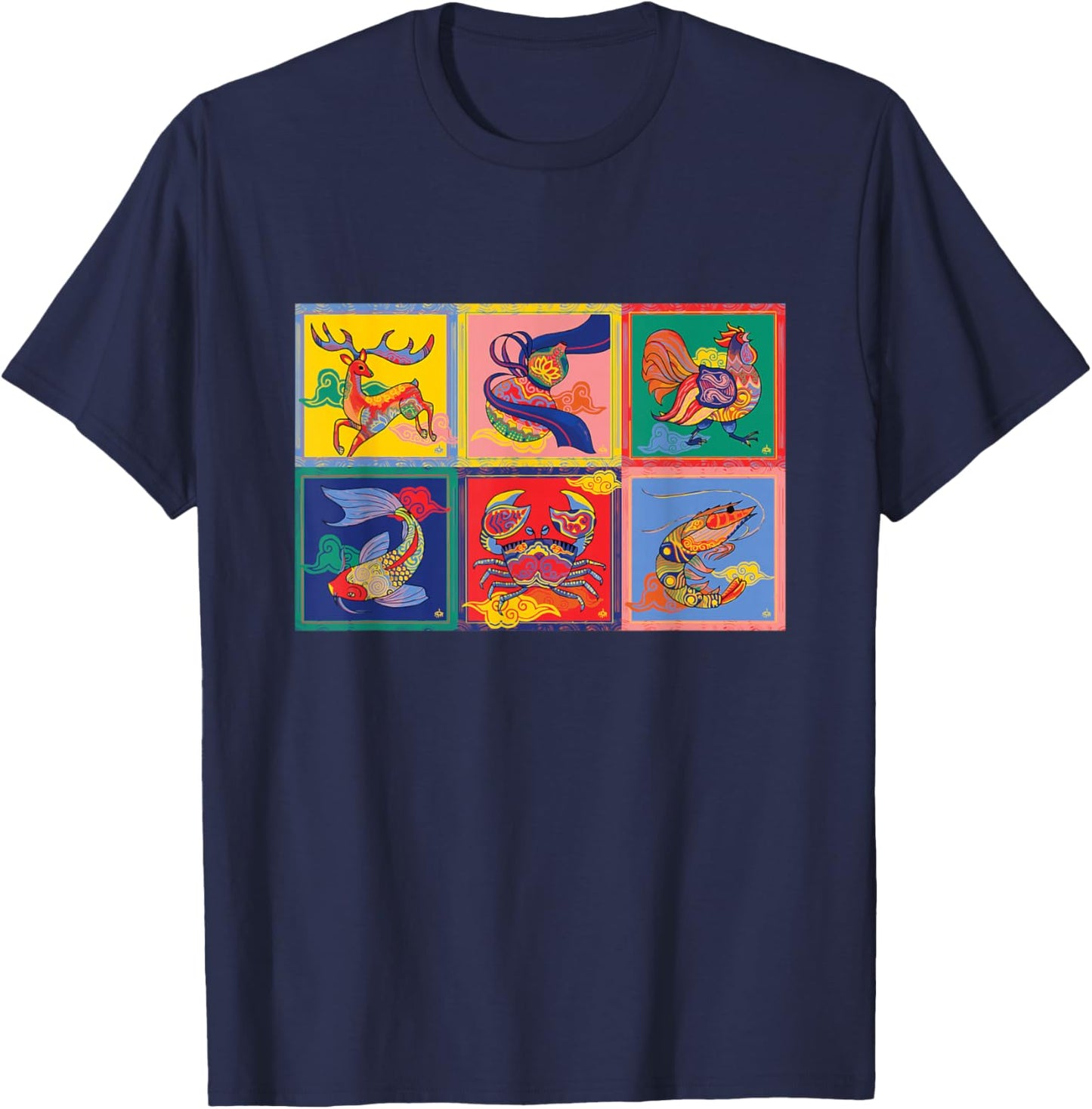 Bau Cua Tom Ca Vietnamese Game T-Shirt - T-Shirt | Navy