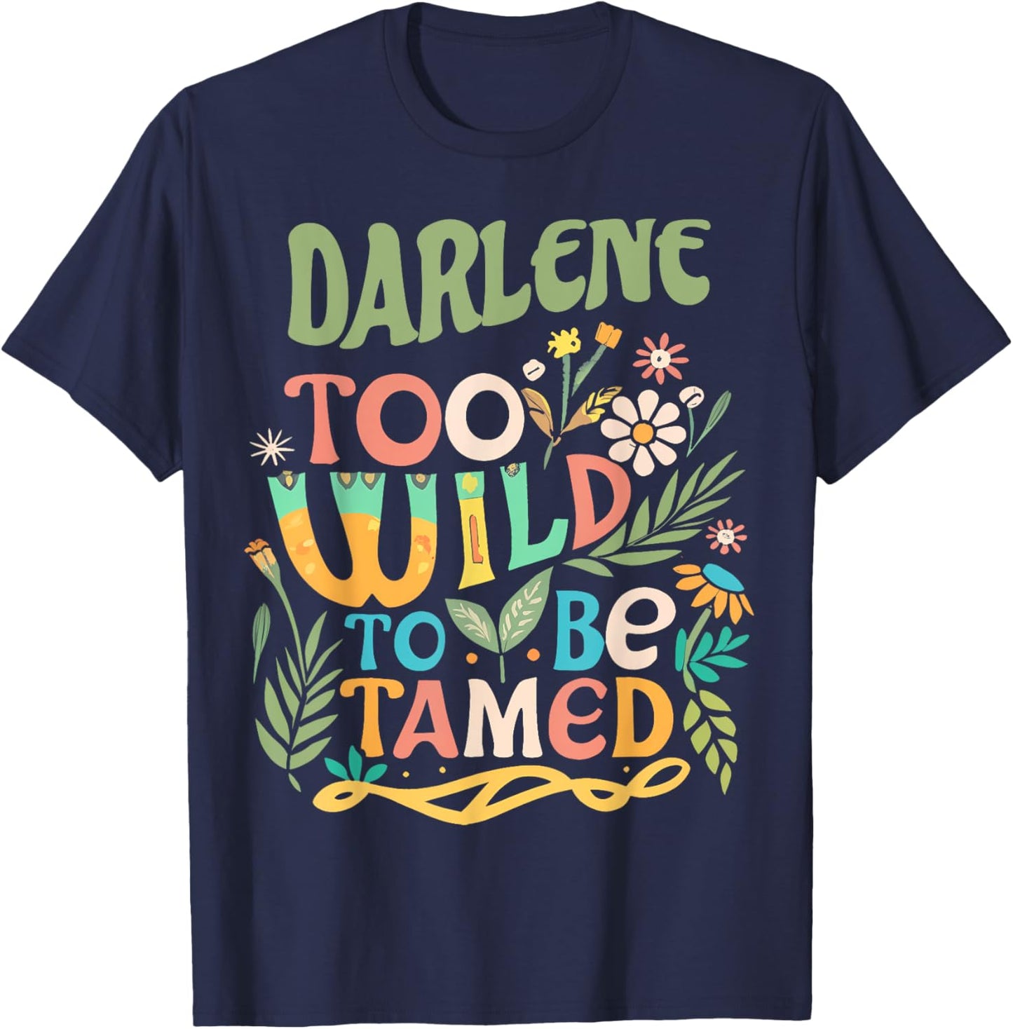 DARLENE Name Cute Retro Girls Wildflower DARLENE Name T-Shirt - T-Shirt | Navy