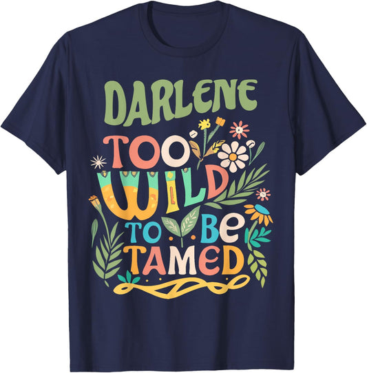 DARLENE Name Cute Retro Girls Wildflower DARLENE Name T-Shirt - T-Shirt | Navy