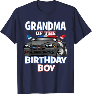 Grandma Of The Birthday Boy Policeman Officer Party T-Shirt - T-Shirt | Navy