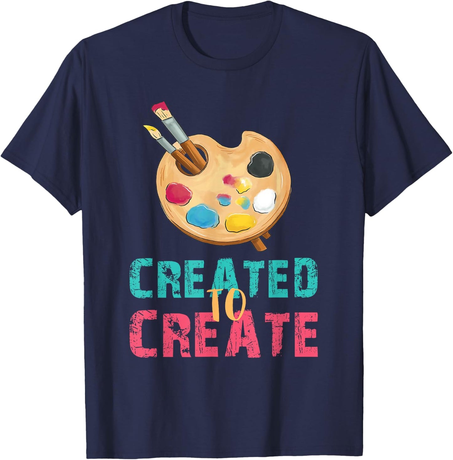 Art Teacher Created Art Palette Brush Artist Art Student T-Shirt - T-Shirt | Navy