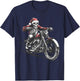 Santa Skeleton Riding Motorcycle Xmas Dirt Bike Motocross T-Shirt - T-Shirt | Navy