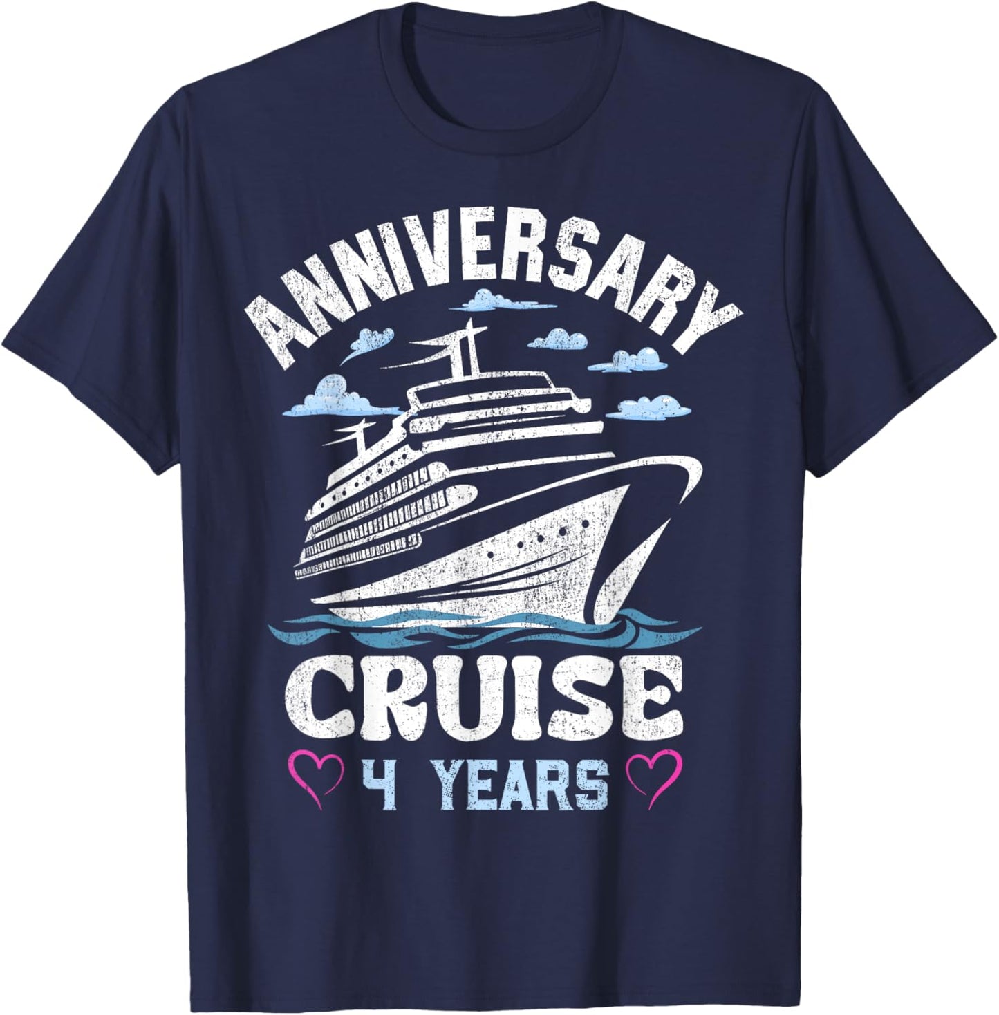 4 Years of Marriage 4th Wedding Anniversary Cruise Ship T-Shirt - T-Shirt | Navy