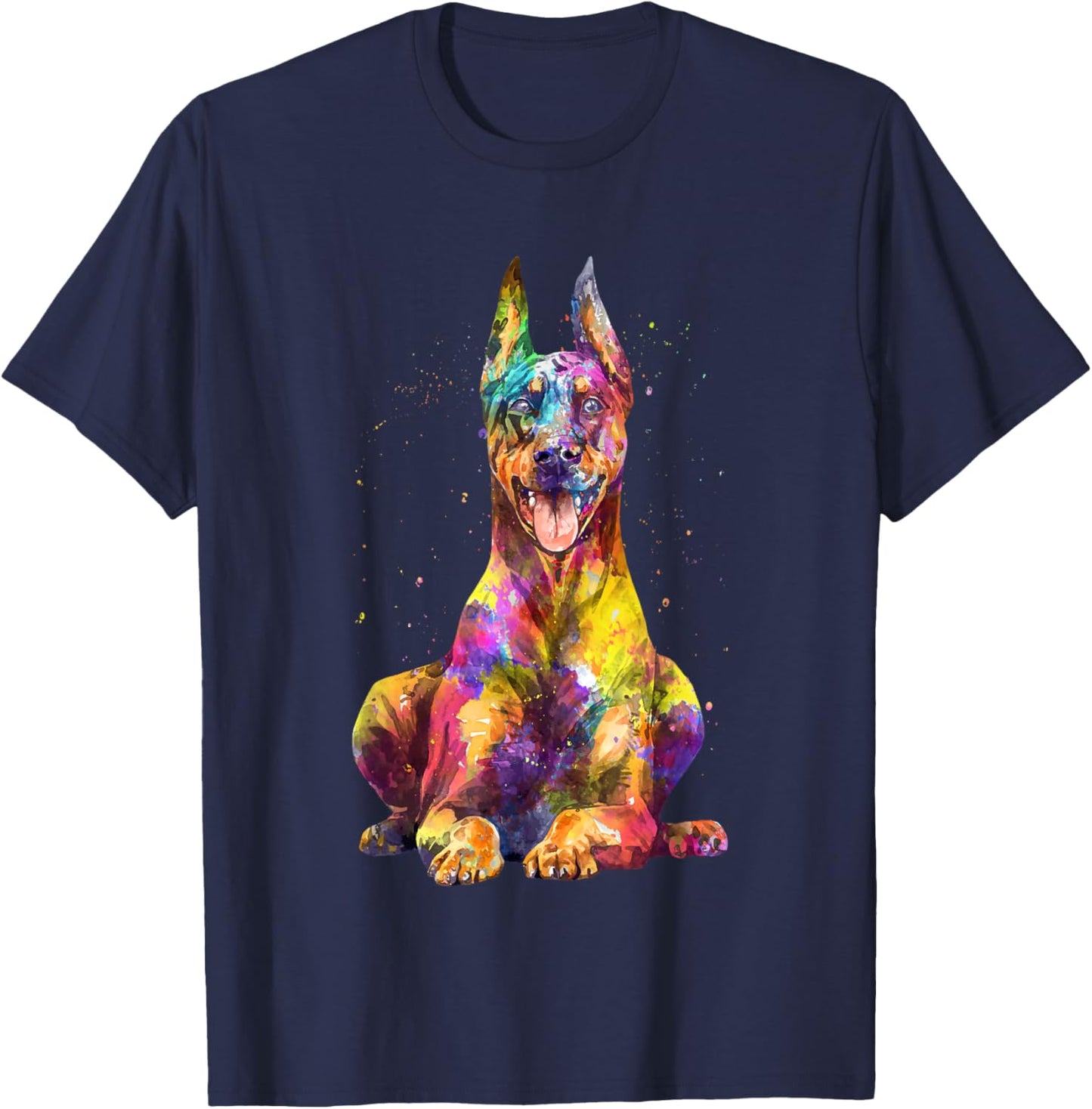 Doberman Art Women Dobie Doberman Pinscher Lover T-Shirt - T-Shirt | Navy